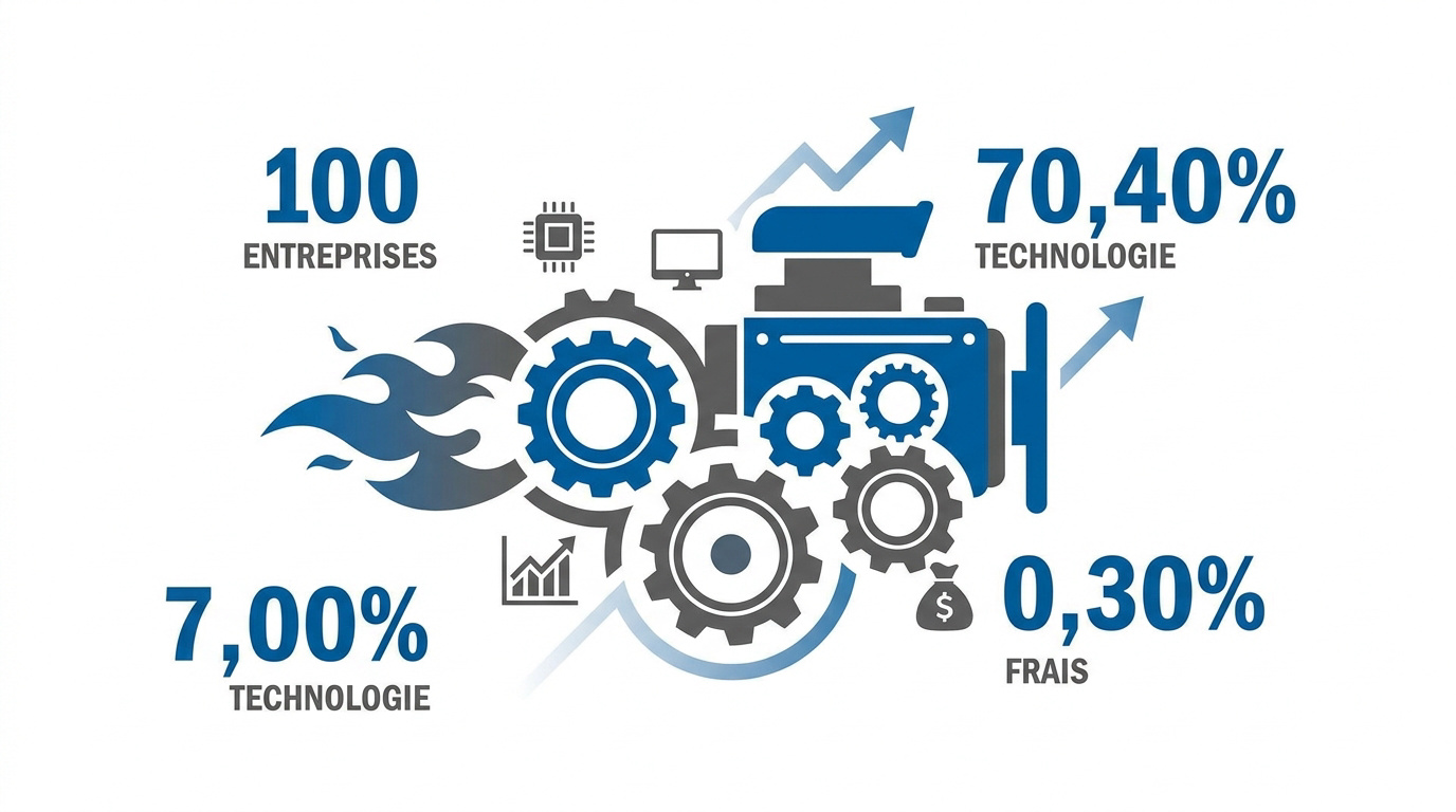 Graphique de croissance technologique et logo Amundi ETF