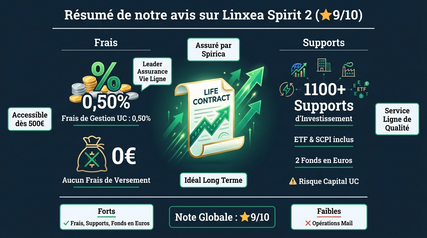 Analyse des frais et supports de l'assurance-vie Linxea Spirit 2