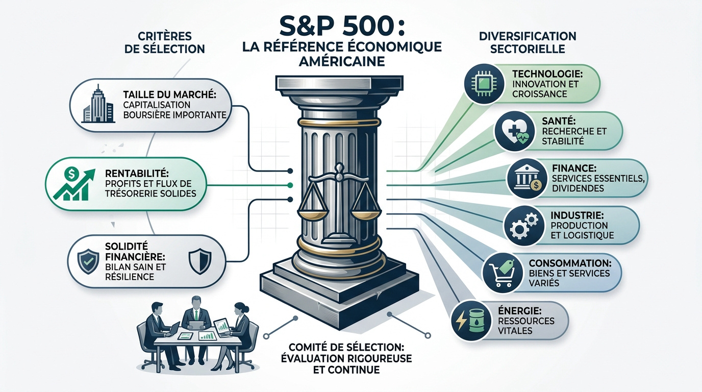Représentation graphique de l'indice boursier S&P 500 et de l'économie américaine